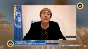 Michelle Bachelet, durante su intervención en el encuentro organizado por la Gran Logia de Chile en homenaje a la Declaración Universal de los Derechos Humanos.