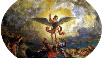 https://en.wikipedia.org/wiki/File:Eug%C3%A8ne_Delacroix_-_St_Michael_defeats_the_Devil_-_WGA06220.jpg