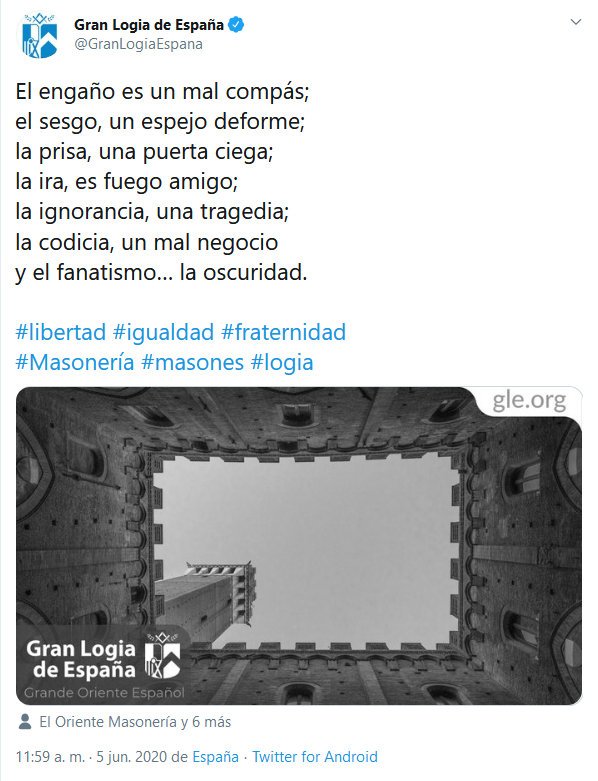 GLE - El engaño es un mal compás el sesgo un espejo deforme (masonería, logia).