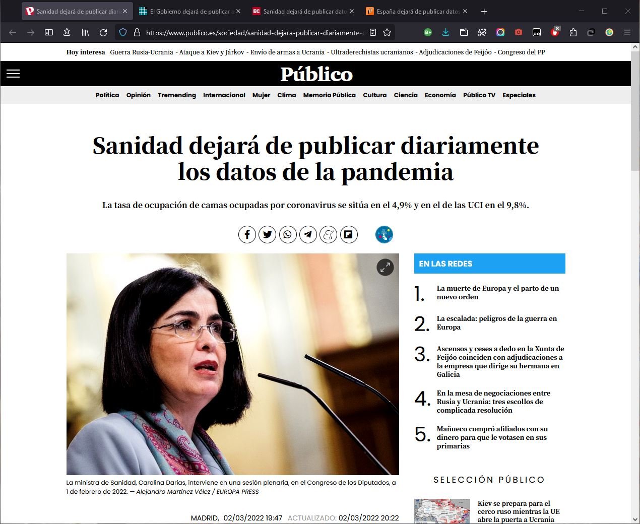 Ante la mortandad en masa que se avecina, el masónico gobierno de España anuncia que dejará de publicar los datos de «fallecidos» por la falsa pandemia (febrero 2 de 2022). https://uncatolicoperplejo.com/sanidad-anuncia-que-dejara-de-publicar-los-datos-de-fallecidos-por-la-falsa-pandemia/