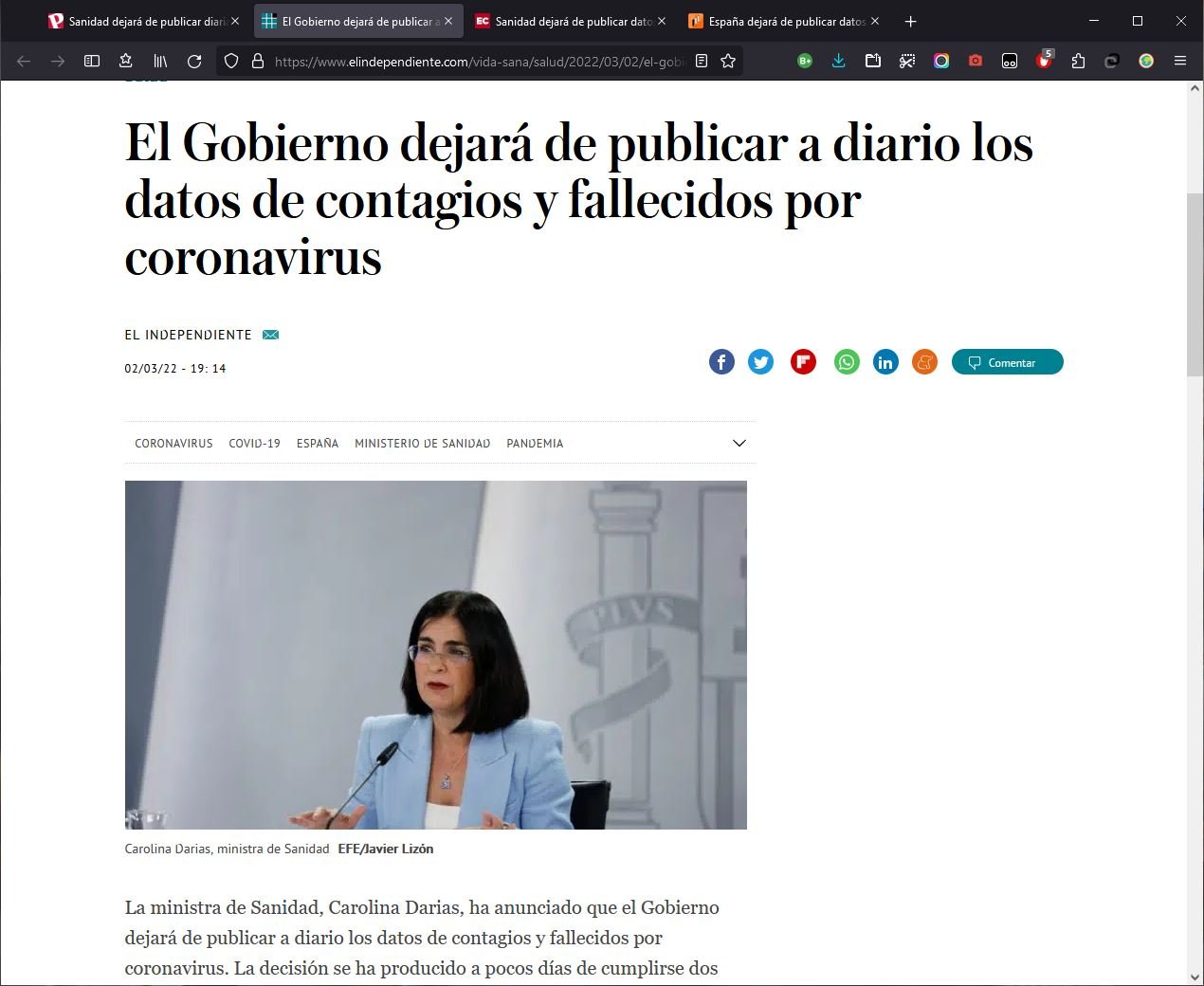 Ante la mortandad en masa que se avecina, el masónico gobierno de España anuncia que dejará de publicar los datos de «fallecidos» por la falsa pandemia (febrero 2 de 2022). https://uncatolicoperplejo.com/sanidad-anuncia-que-dejara-de-publicar-los-datos-de-fallecidos-por-la-falsa-pandemia/