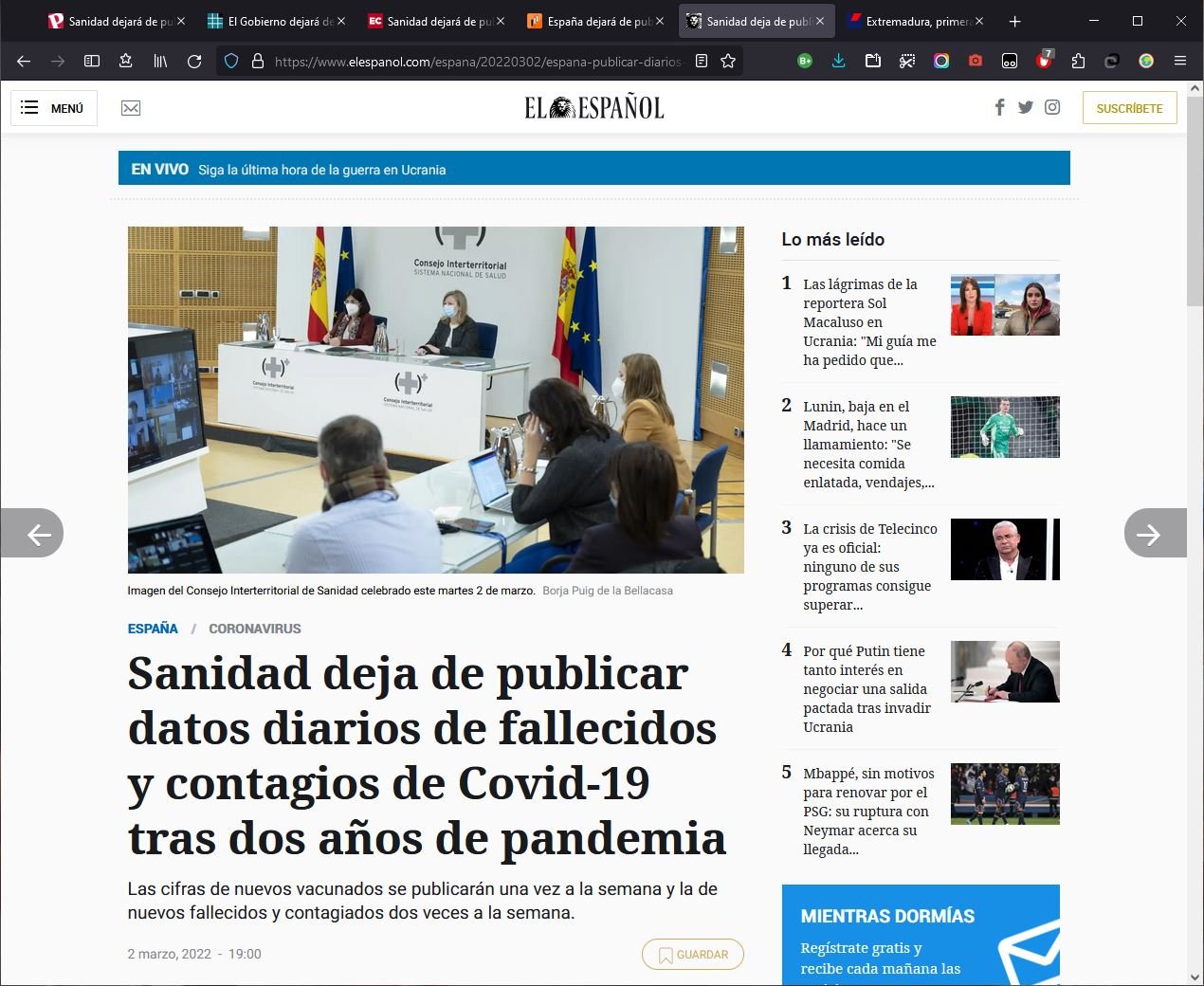 Ante la mortandad en masa que se avecina, el masónico gobierno de España anuncia que dejará de publicar los datos de «fallecidos» por la falsa pandemia (febrero 2 de 2022). https://uncatolicoperplejo.com/sanidad-anuncia-que-dejara-de-publicar-los-datos-de-fallecidos-por-la-falsa-pandemia/