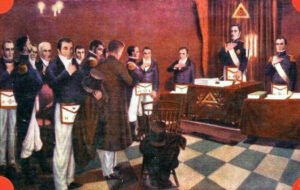 Ilustraciones sobre masonería. Logia.