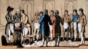 Ilustraciones sobre masonería. Logia.