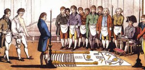 Ilustraciones sobre masonería. Logia.