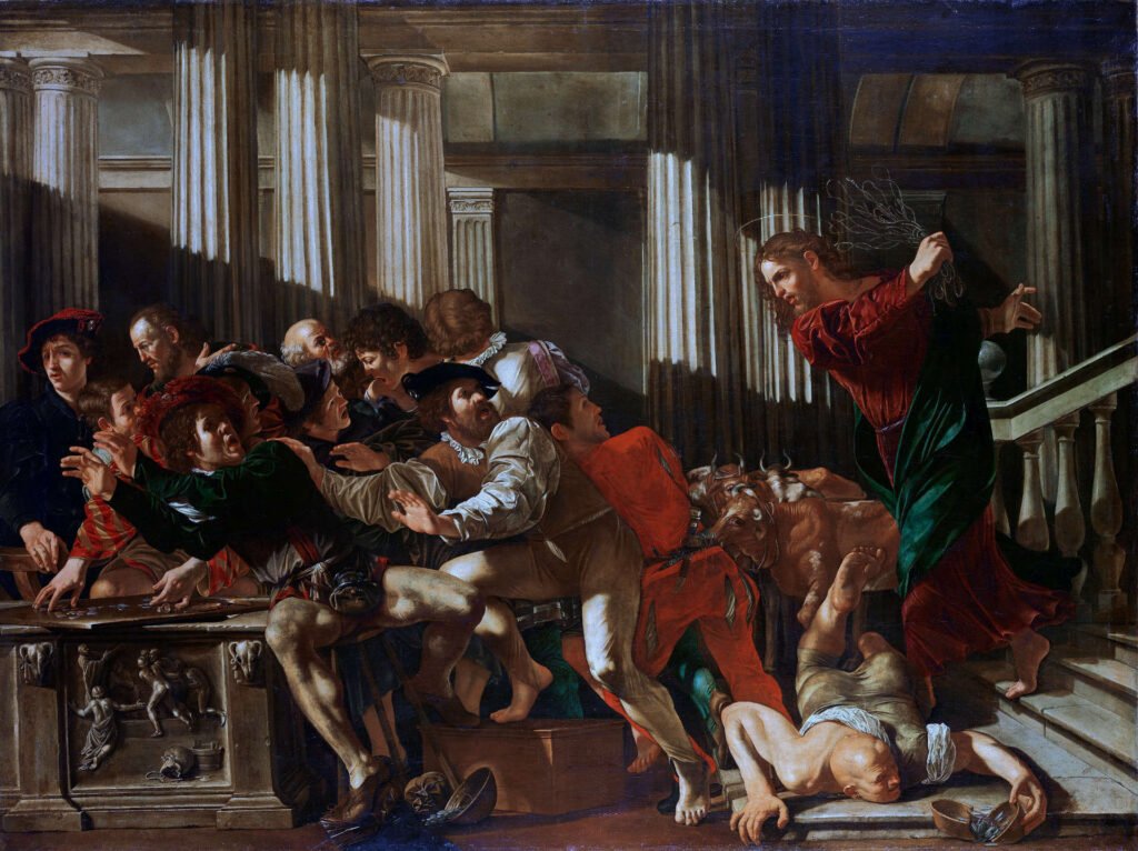 "Escrito está: Será mi casa de oración: pero vosotros la habéis convertido en cueva de ladrones." -Lucas 19, 46. https://archive.org/details/SagradaBibliaNacarColunga19441Edicin/page/n1269/mode/2up